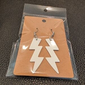 White Lightning Bolt Earrings
